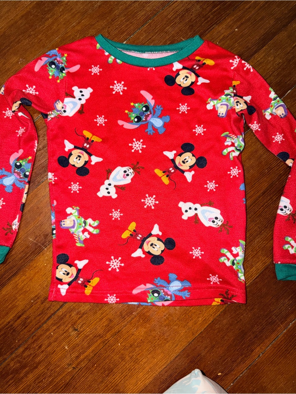 Disney Red Long-Sleeve Holiday Character Tee with Green Trim